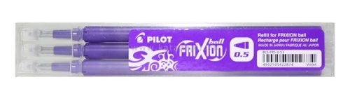 Rollertoll betét, 0,25 mm, törölhető, PILOT "Frixion Ball/Clicker", lila, 3 db