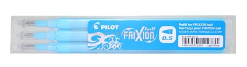 Rollertoll betét, 0,25 mm, törölhető, PILOT "Frixion Ball/Clicker", világoskék, 3 db