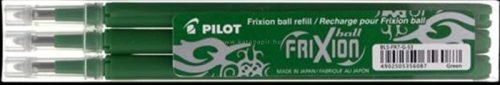 Rollertoll betét, 0,35 mm, törölhető, PILOT "Frixion Ball/Clicker", zöld, 3 db
