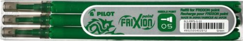 Rollertoll betét, 0,25 mm, tűhegyű, törölhető, PILOT "Frixion Point", zöld, 3 db