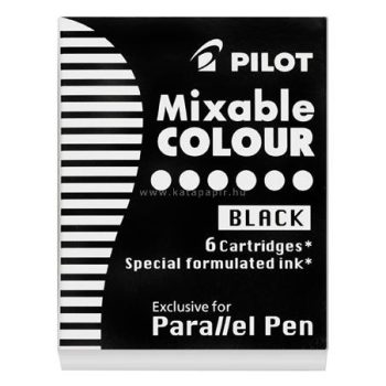   Töltőtoll patron, PILOT "Parallel Pen", fekete, 6 db