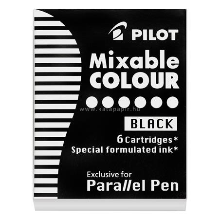 Töltőtoll patron, PILOT "Parallel Pen", fekete, 6 db