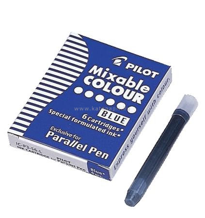 Töltőtoll patron, PILOT "Parallel Pen", kék, 6 db