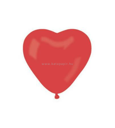 Léggömb, 25 cm, szív alakú, piros 10 /csom