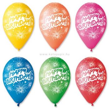   Léggömb, 30 cm, "Happy Birthday", tüzijáték 10 /csom