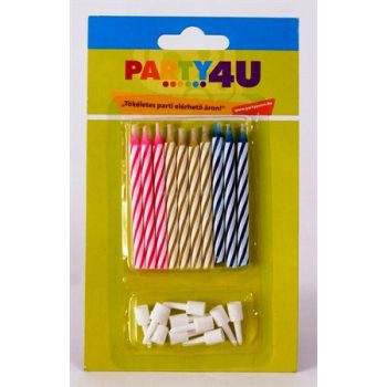 Gyertya, születésnapi, 10+10 db tartó 10 /csom