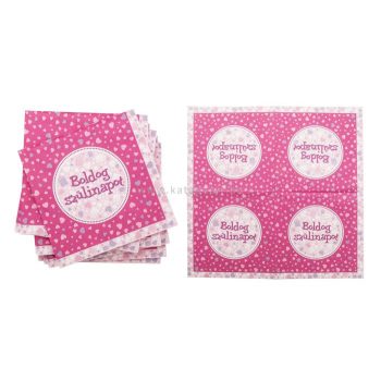   Szalvéta, 3 rétegű, 33x33 cm, "Boldog Születésnapot", rózsaszín 16 /csom