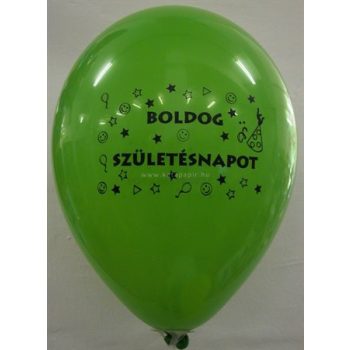   Léggömb, 26 cm, két oldalon nyomott "Boldog születésnapot", vegyes szín 6 /csom