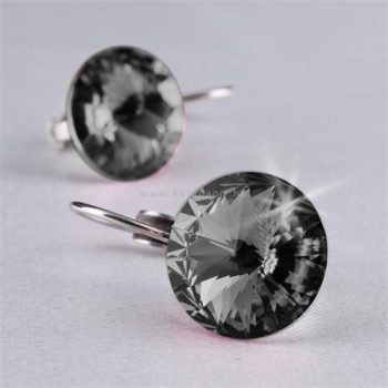   Fülbevaló, francia kapcsos, Black Diamond, SWAROVSKI® kristállyal, 12 mm, ART CRYSTELLA®