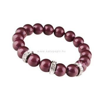   Karkötő, burgundi vörös SWAROVSKI® gyöngyből, fehér rondella kristállyal, 10mm, ART CRYSTELLA