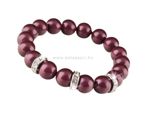 Karkötő, burgundi vörös SWAROVSKI® gyöngyből, fehér rondella kristállyal, 10mm, ART CRYSTELLA