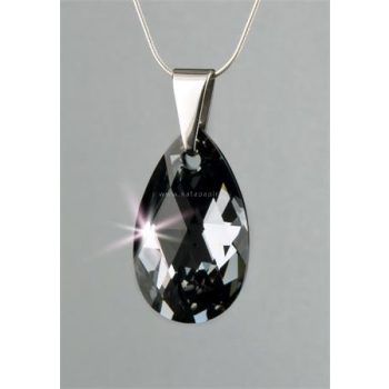   Nyaklánc, esőcsepp formájú, Black Diamond SWAROVSKI® kristállyal, 16mm, ART CRYSTELLA®