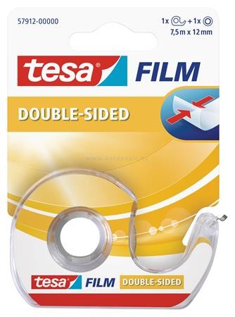 TESA "Tesafilm" ragasztószalag, kétoldalas, adagolón, 12 mm x 7,5 m
