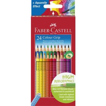   Színes ceruza készlet, háromszögletű, FABER-CASTELL "Grip 2001", 24 különböző szín