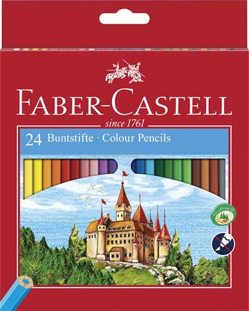 Színes ceruza készlet, hatszögletű, FABER-CASTELL "Classic", 24 különböző szín