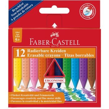   Zsírkréta, háromszögletű, FABER-CASTELL "Grip", 12 különböző szín