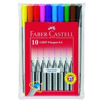   Tűfilc készlet, 0,4 mm, FABER-CASTELL "Grip", 10 különböző szín