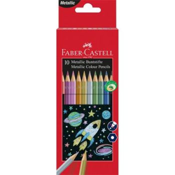   Színes ceruza készlet, hatszögletű, FABER-CASTELL, 10 különböző metál szín