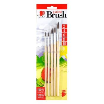   Ecsetkészlet, no. 2-4-6-8-10, fa, ICO "Süni", natúr