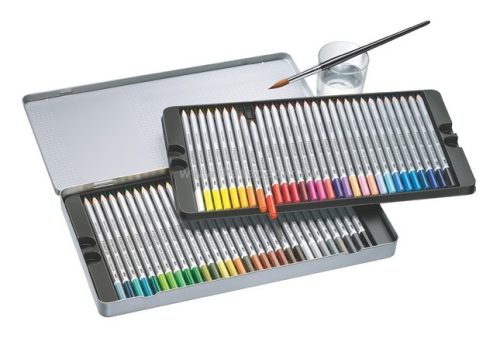 Akvarell ceruza készlet, fém doboz, STAEDTLER "Karat", 60 különböző szín