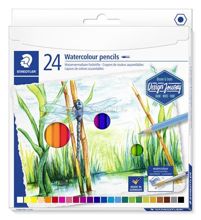 Akvarell ceruza készlet, hatszögletű, STAEDTLER "Design Journey", 24 különböző szín