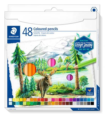 Színes ceruza készlet, hatszögletű, STAEDTLER "Design Journey", 48 különböző szín