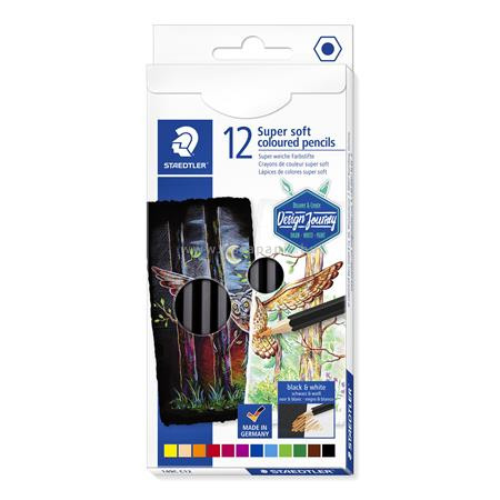 Színes ceruza készlet, hatszögletű, STAEDTLER "Design Journey Super Soft", 12 különböző szín