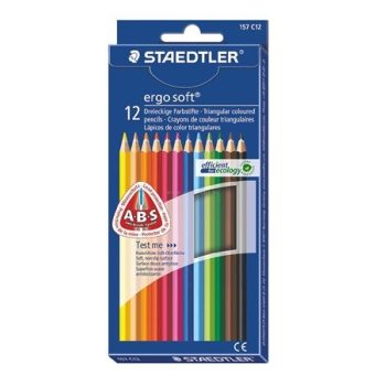   Színes ceruza készlet, háromszögletű, STAEDTLER "Ergo Soft", 12 különböző szín