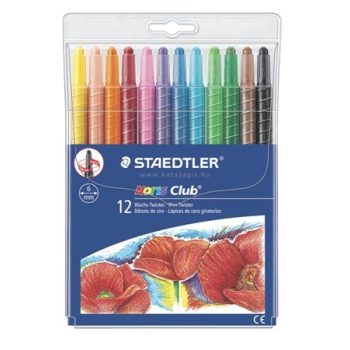   Zsírkréta, csavarós, STAEDTLER "Noris Club", 12 különböző szín