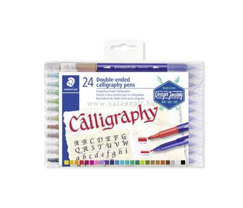 Kalligrafikus marker készlet, 2,0/3,5 mm, kétvégű, STAEDTLER "Calligraph Duo", 24 szín