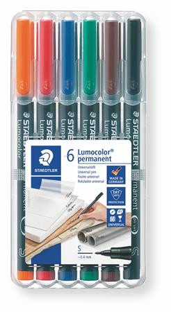 Alkoholos marker készlet, OHP, 0,4 mm, STAEDTLER "Lumocolor 313 S", 6 különböző szín