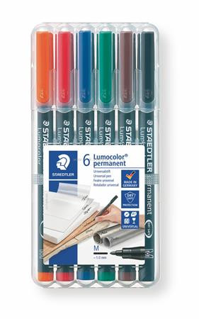 Alkoholos marker készlet, OHP, 1 mm, STAEDTLER "Lumocolor 317 M", 6 különböző szín