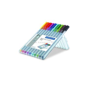   Tűfilc készlet, 0,3 mm, STAEDTLER "Triplus Box", 10 különböző szín