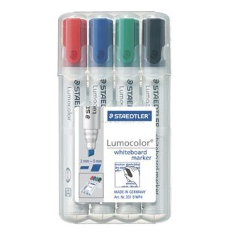   Táblamarker készlet, 2-5 mm, vágott, STAEDTLER "Lumocolor 351 B", 4 különböző szín