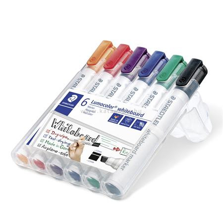 Táblamarker készlet, 2-5 mm, vágott, STAEDTLER "Lumocolor 351 B", 6 különböző szín