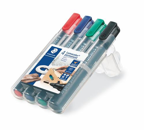 Alkoholos marker készlet, 2 mm, kúpos, STAEDTLER "Lumocolor 352", 4 különböző szín