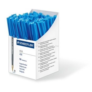   Golyóstoll, 0,3 mm, kupakos, STAEDTLER "Stick 430 F", kék, 50 db