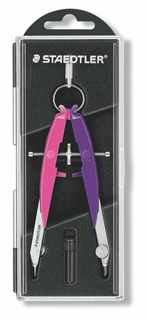 Körző készlet, precíziós, 2 darabos, STAEDTLER "Mars Comfort Neon", neon rózsaszín/lila