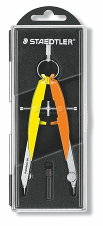 Körző készlet, precíziós, 2 darabos, STAEDTLER "Mars Comfort Neon", neon sárga/narancs