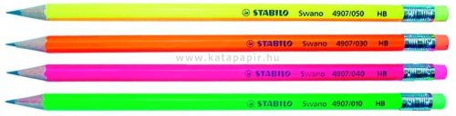 STABILO grafit ceruza SWANO Neon HB, radíros, rózsaszín