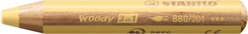 Színes ceruza, kerek, vastag, STABILO "Woody 3 in 1 Pastel", pasztell sárga