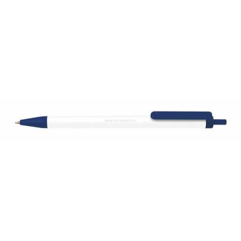   Golyóstoll, 0,7 mm, nyomógombos, kék-fehér tolltest, VICTORIA, kék, 50 db/cs 