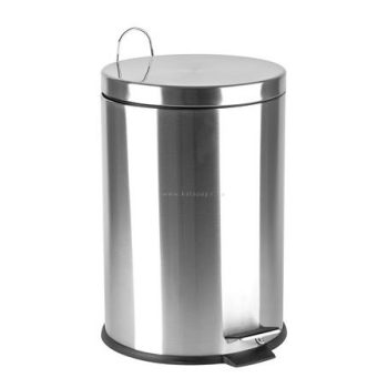   Pedálos szemetes, rozsdamentes acél, kivehető műa. vödörrel, 20l