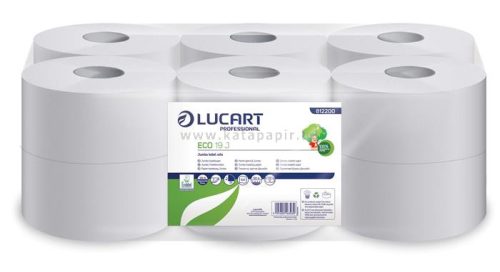 Toalettpapír, 2 rétegű, 120 m, 19 cm átmérő, LUCART, "Eco", fehér 12 tek/csom