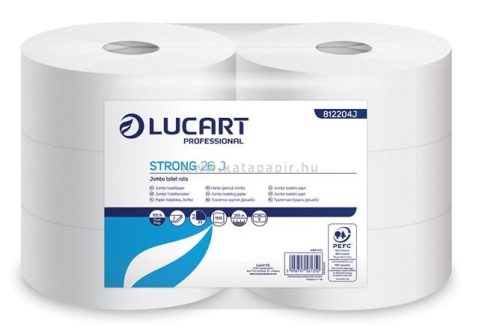 Toalettpapír, 2 rétegű, nagytekercses, 26 cm átmérő, LUCART, "Strong", hófehér 6 tek/csom